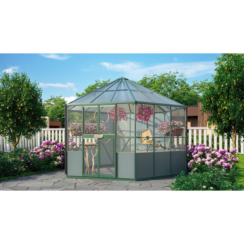Volière en aluminium émeraude 9m² et polycarbonate 6mm - grillage maille d'acier Circus - Vitavia