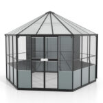 Volière en aluminium noir 9m² et polycarbonate 6mm - grillage maille d'acier Circus - Vitavia